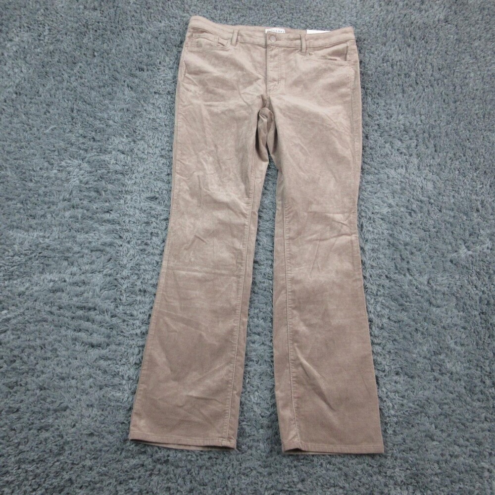 LOFT Velveteen Pants Womens 12 Taupe Curvy Boot 5 Pocket Zip Bootcut 34x31* NWT